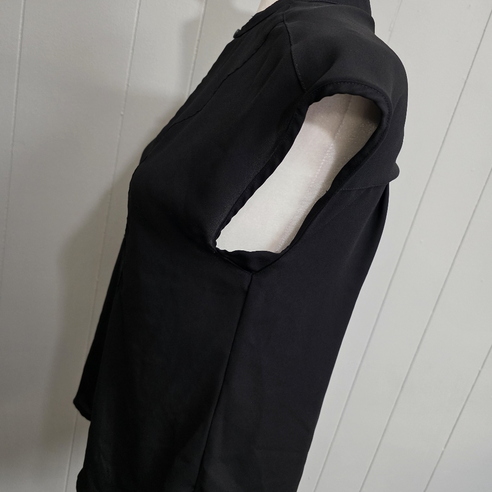 J. Crew Cap Sleeve Crepe Black Top Size Sp - Picture 6 of 12
